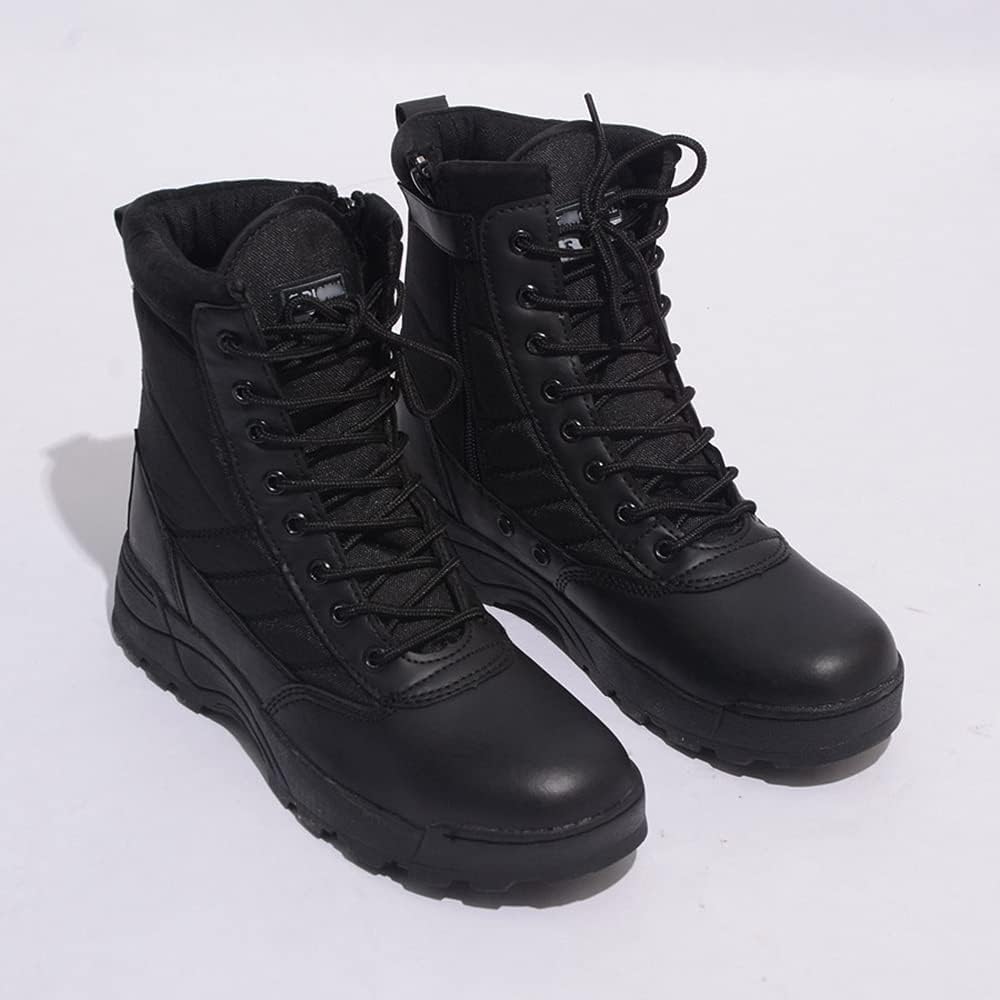 Zapatos de senderismo al aire libre botas altas tácticas hombres mujeres Desert Boots, botas selva, Negro.