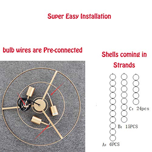 Aero Snail Capiz Seashell Chandelier, Modern Natural Ceiling Pendant Lamp 3 Lights for Living Room/Bed Room/Dining Room - Image 7