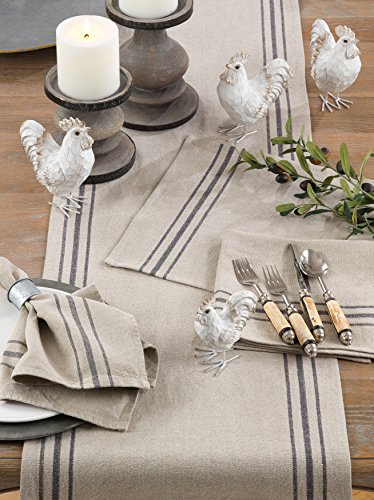 Servilletas de lino natural a rayas SARO LIFESTYLE, cuadradas 20" 4 pzas miniatura 3