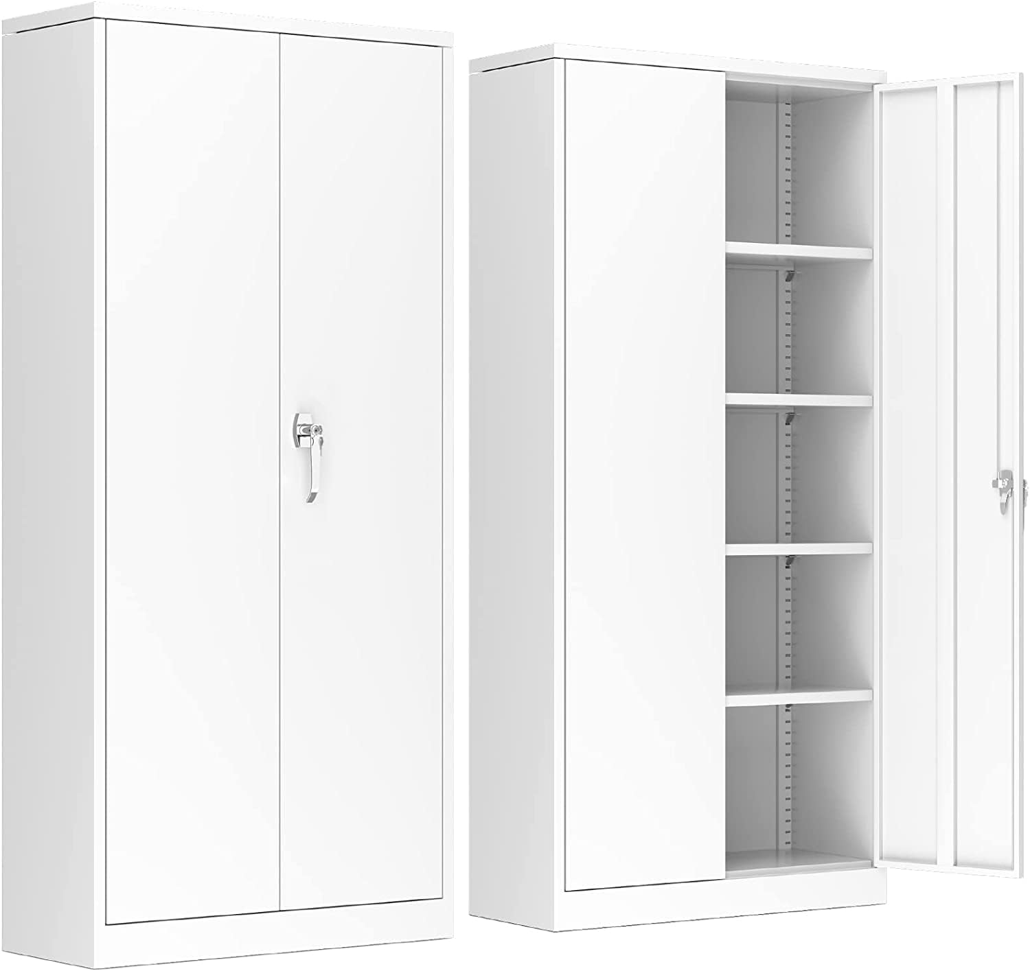 Armario Metálico Profesional 180 cm‌,2 Puertas + 4 Estantes Ajustables | Acero de Alto Calibre | Uso Intensivo en Talleres, Garajes y Oficinas | Montaje Rápido Incluido (Color Blanco)