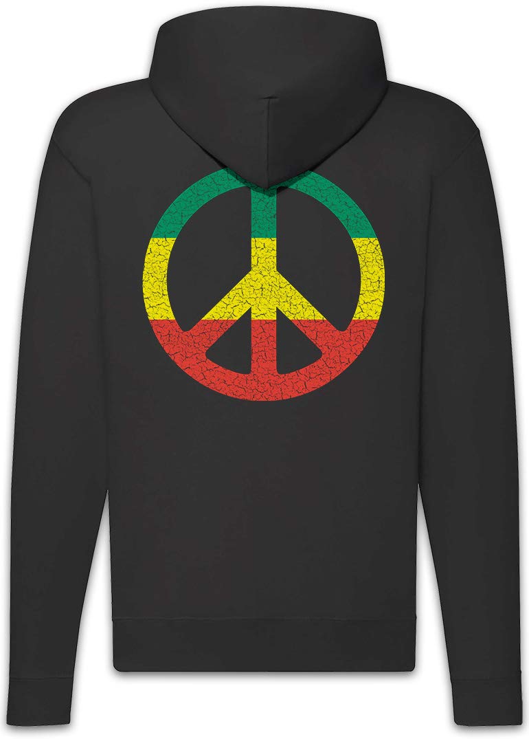 Urban Backwoods Rastafari Peace Sign Felpa da Uomo con Cappuccio Zip Hoodie Zipper