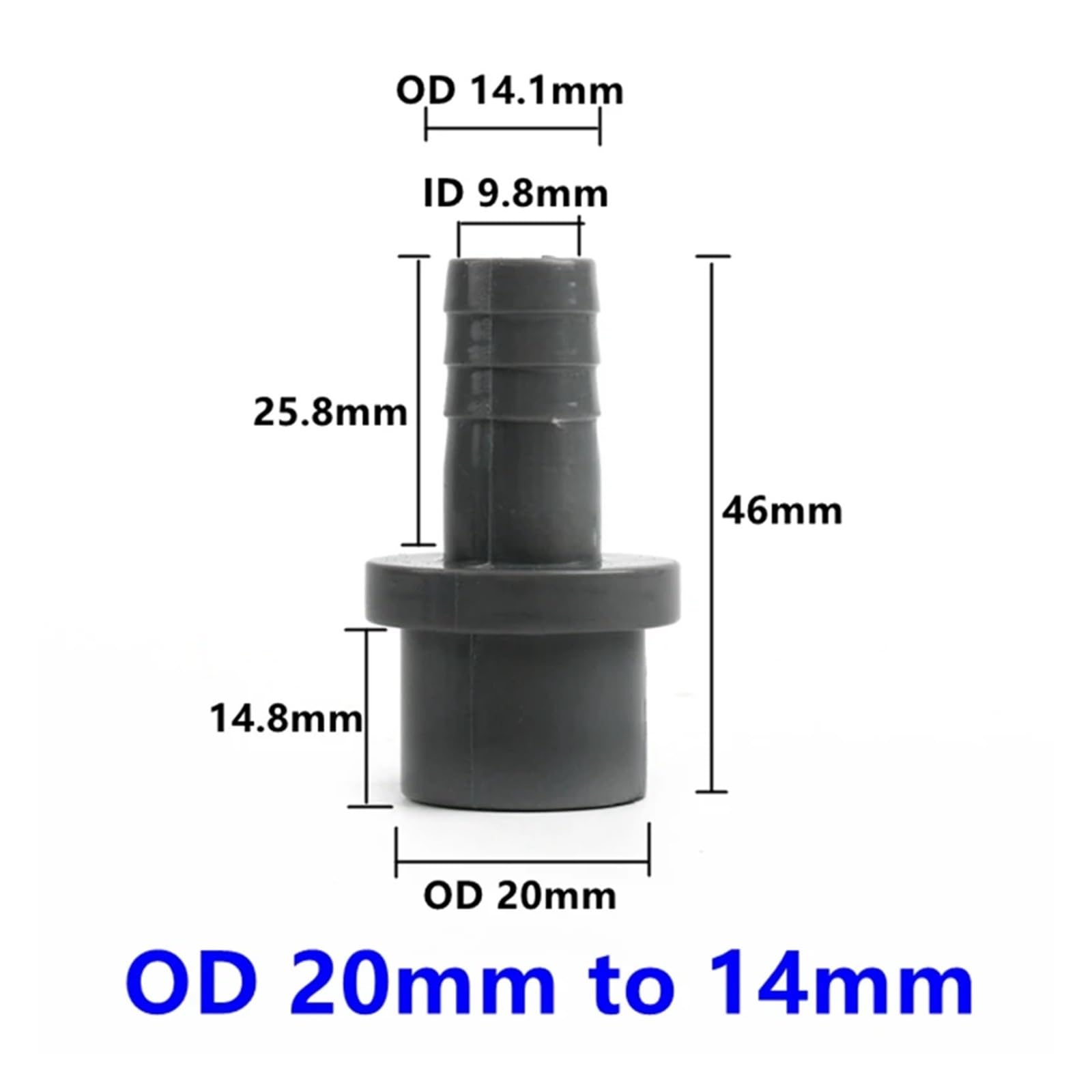 15 szt. Złączy rurowych PCV Pagoda do armatury akwariowej nawadniania ogrodu | Adapter do miękkich złączy węży 20/25/32 mm do 5/25 mm Biały Szary Niebieski(OD 20mm to 14mm,Gery (5PC))