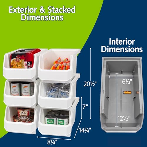 Image of ReadySpace Large Plastic Containers for Organizing and Storage Bins for Closet, Kitchen, Office, Pantry, 375 x 203 x 178 Mm, White, 6 Count