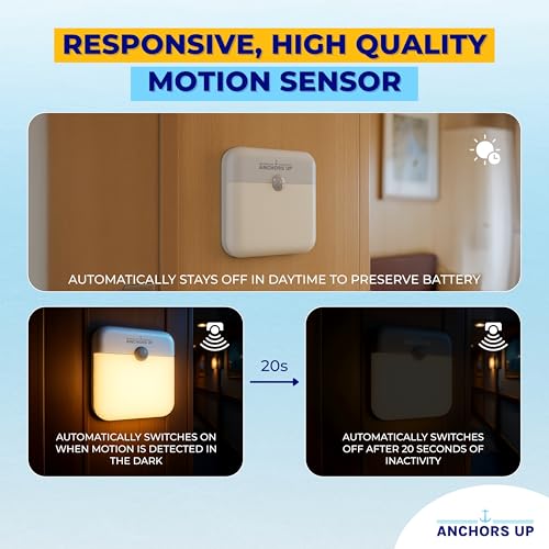 Image of Cruise Cabin Magnetic Night Light with Motion Sensor USB Rechargeable - LED Motion Sensor Light - Warm White - for Carnival, Royal, Celebrity, Norwegian and More - Cruise Essentials by AnchorsUp