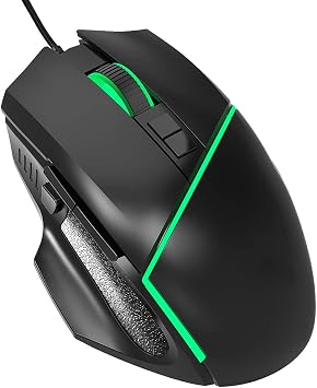 A876 Wired Gaming, USB Computer with 6400DPI, 8 Programmable Buttons, 7 Color RGB Lighting, Ergonomic for PC Gamers, Plug and Play for