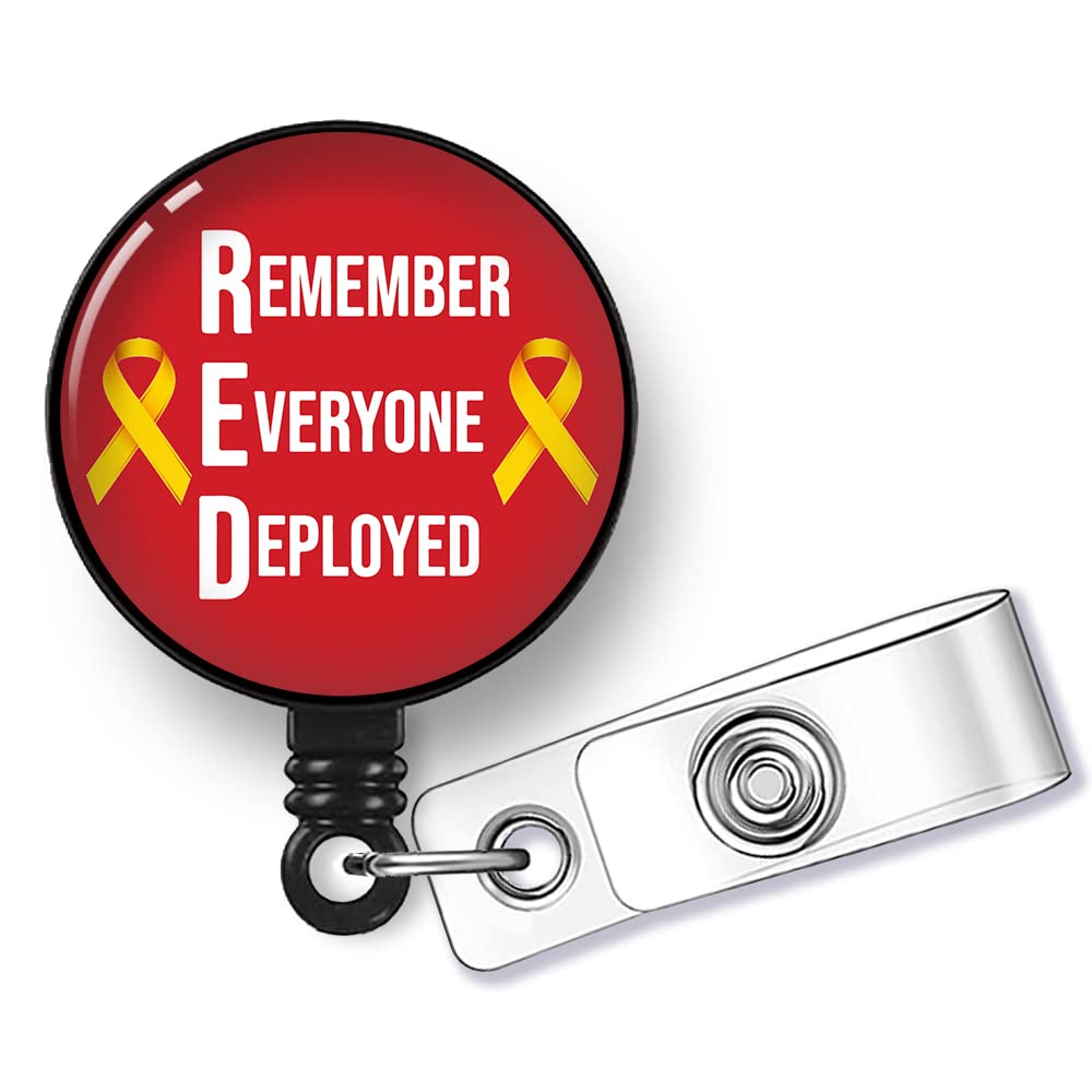 Hafhue Remember Everyone Deployed Retractable Badge Reel with Alligator Clip, Funny Badge Reel Gift for Doctors, Nurses, Policemen, Firefighters Retired Soldier
