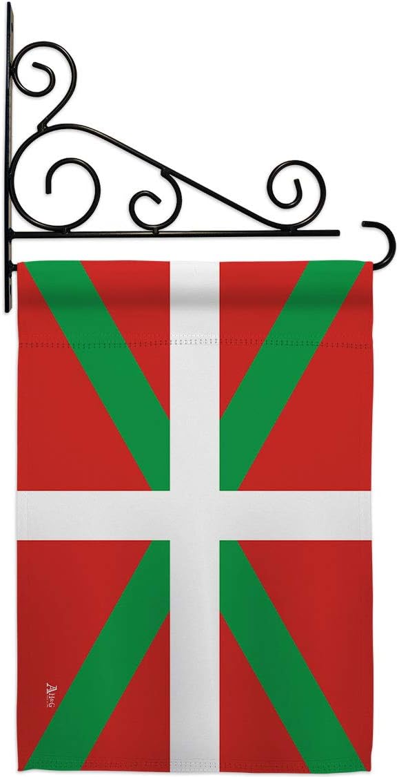 Basque Country Garden Flag Set Wall Holder Regional Nationality Nation International World Particular Area Small Decorative Gift Yard House Banner Made In USA 13 X 18.5