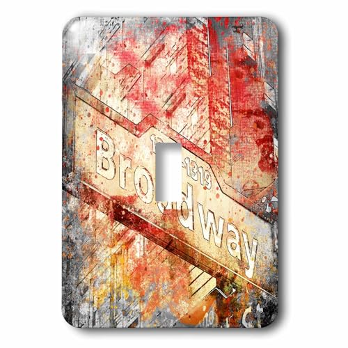 Interrupteur Broadway Street Sign aquarelle orange pour décoration murale salon et bureau