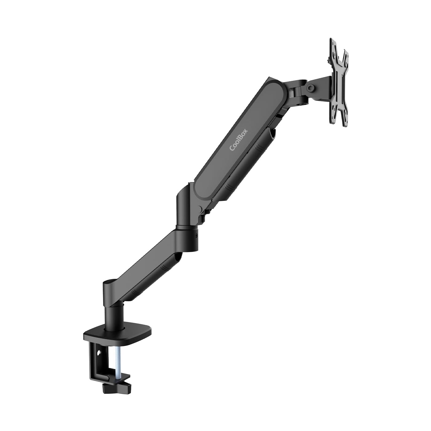 CoolBox M02 - Soporte Brazo Monitor para Pantallas hasta 32", Altura, Giro e Inclinación Ajustables, Posición Monitor Vertical, VESA 75x75/100x100, Hasta 8Kg de Peso, Negro