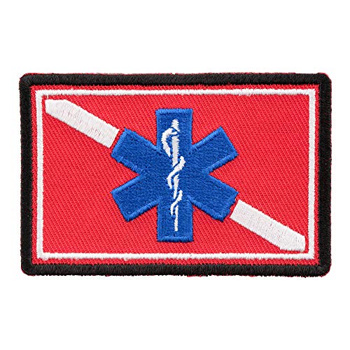 Rescue Diver Medic Patch, Scuba Diver Flag Patches