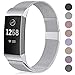 Funbiz Compatible con Fitbit Charge 3 Correa/Fitbit Charge 4 Correa, Banda de Reemplazo Ajustable Acero Inoxidable Correas para Fitbit Charge3/Charge 4/Charge 3 SE, Pequeña Plata