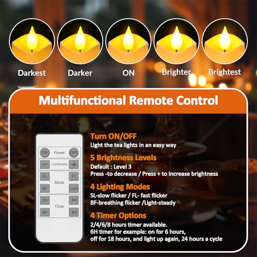 Image of Yme Rechargeable Votive Candles Battery Operated with Remote & Timer | Flickering Flameless LED Tea Lights with USB-C Charging Base, for Home Lantern Table Emergency Halloween Party Decor, 6PCS