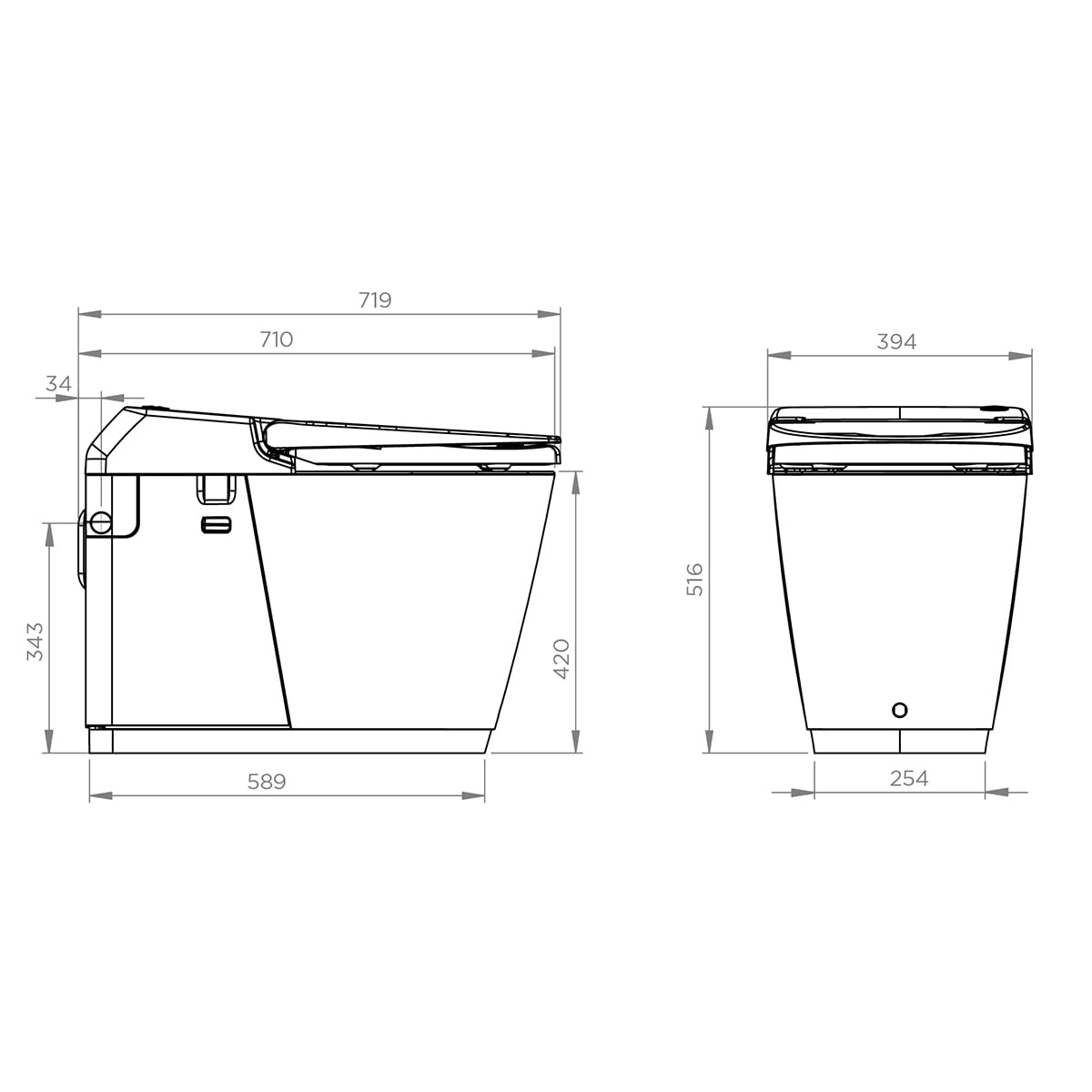 SFA - WC Broyeur Sanismart - 51 dB - Ultra Léger - Design Moderne - Chasse Eco+ - Matériau Hygiénique - Cuvette Sans Bride - Entretien Simple - 39,4 x 71,9 x 51,6 cm - 550 W - Made In France - 17,5 kg
