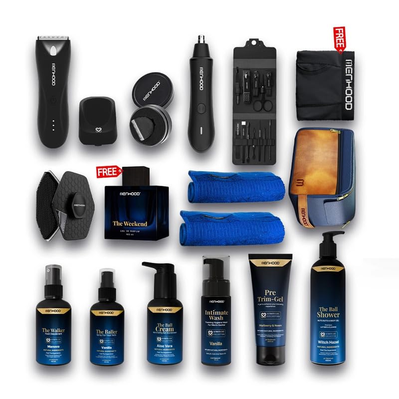 Menhood Ballacious Pacakage-Trimmer 1.0 Pro Blue, Baller,Pre Trim Gel,Nosar, Ball Shower,Ball Cream,Travel Bag,Mancure Kit, Scoob,Walker,Intimate Wash, Perfume,Replacement Blade& BoxerBrief(M)-image-17