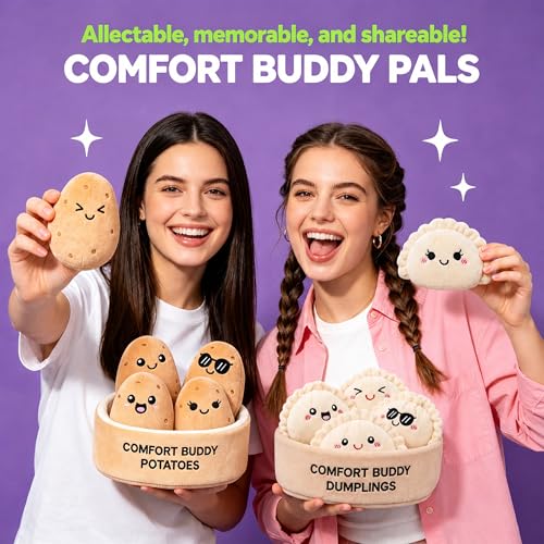 Image of Emotional Support Potato Plush Set, 5 Soft Squishy Toys Stuffed Animal with Carrying Basket, Cute Cuddly for Loved Ones of All Ages, Stress Relief Funny Gifts (Potato)