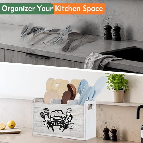 image for Fabuday Kitchen Utensil Holder for Counter Wooden - Extra Large Cookin