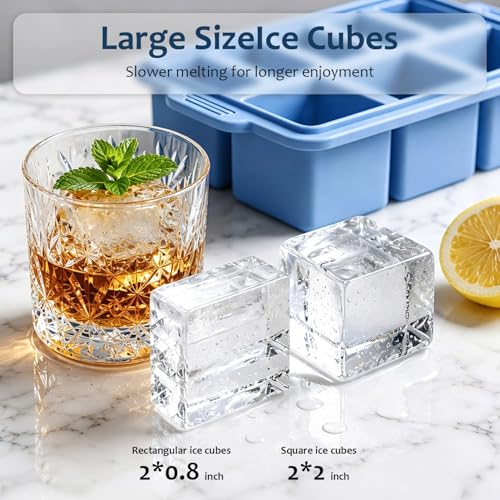 Bandeja de hielo de silicona con tapa azul miniatura 3