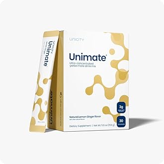 UNIMATE LEMON GINGER STICK PACKS - Great Tasting - Ultra Concentrated Yerba Mate Drink Mix (30 Packets). Dietary Supplement. Healthy Alternative to Coffee and Energy Drinks (30-Day Supply)