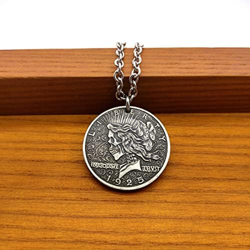 Peace Goddess Liberty Coin Necklace Handmade Retro Silver Cranium Pendant Punk Artwork Stainless Metal Chain Size Adjustable Males and Ladies Relevant Jewellery Present 8 51sb9dW9QCS. AC
