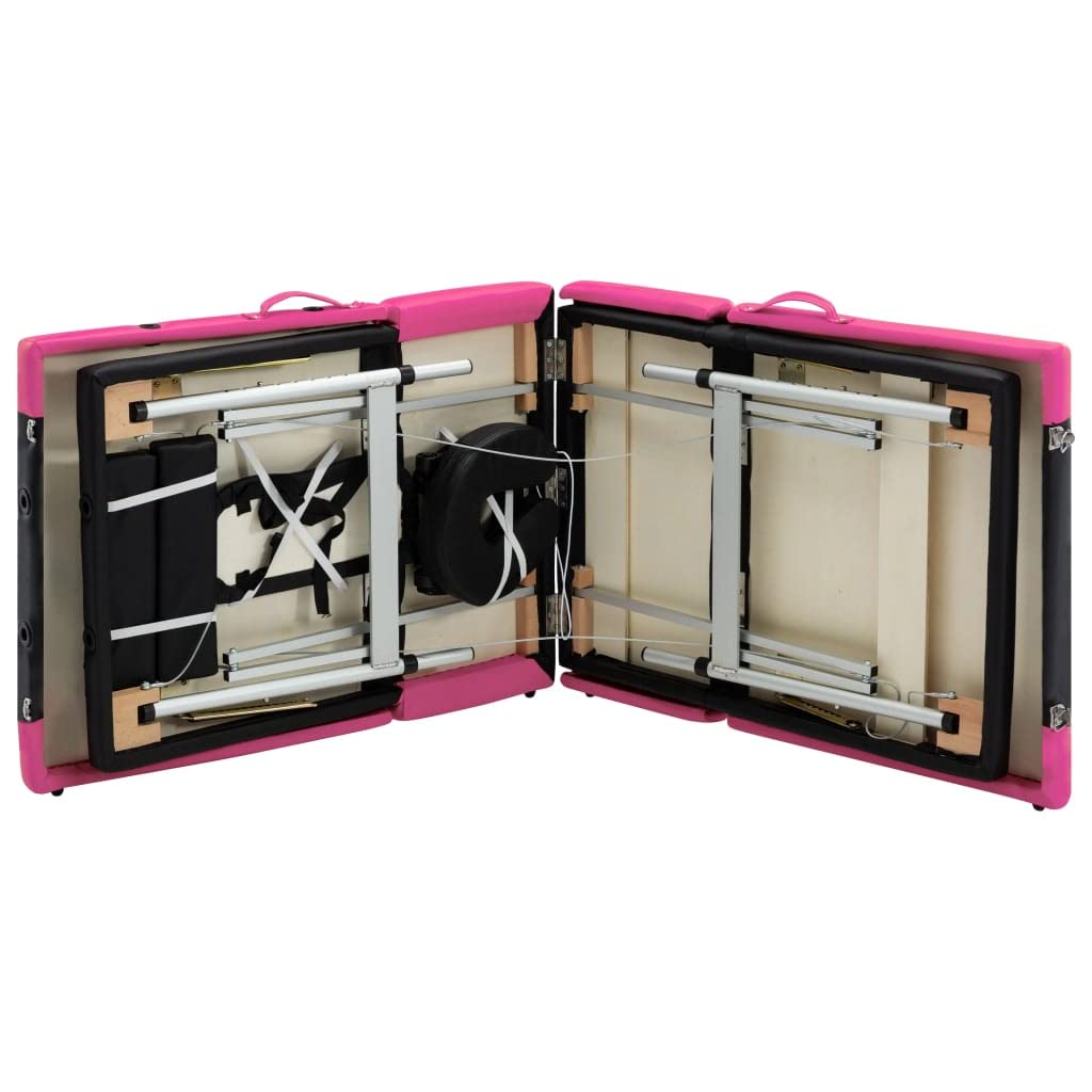 Massageliege Klappbar 4-Zonen Aluminiumgestell Schwarz und Rosa,Gesundheit & Schönheit,Körperpflege,Massage & Entspannung,Massagetische,Schwarz,23.2 kg-110248