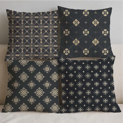 Housses de coussin avec fermeture éclair invisible géométriques pour lin - 3
