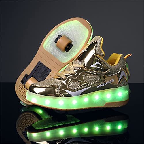 Rolltongoz Junge Mädchen Schuhe Kinderschuhe mit Rollen LED Leuchtend Schuhe Outdoor Sportschuhe Blinkschuhe Skateboardschuhe Sneaker Geburtstage, Feiertage