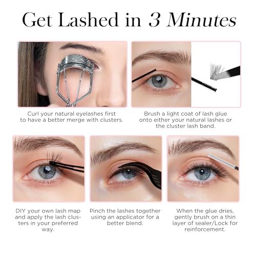 Image of Cluster Lashes Natural Lash Clusters, 168pcs D Curl Wispy Lashes Clusters, DIY Individual Eyelash Extensions, 9-16mm