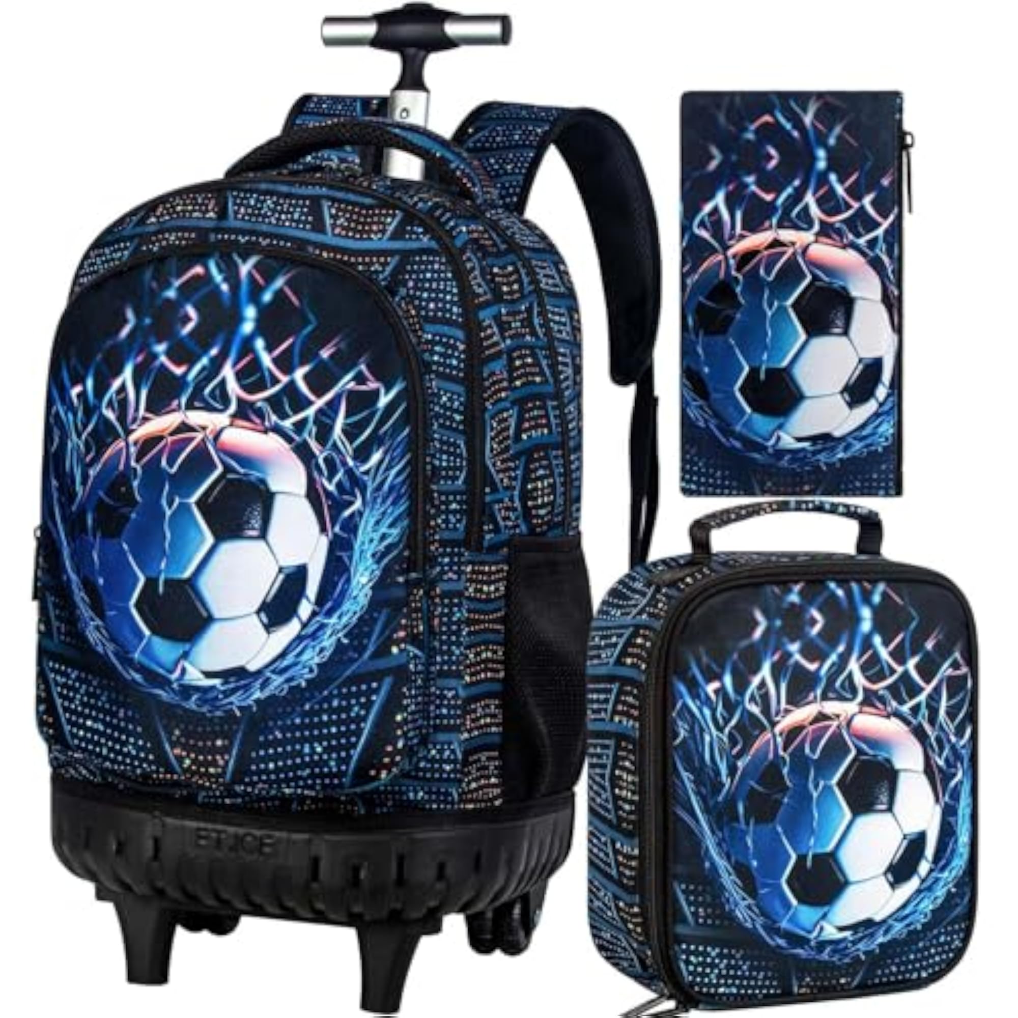 3Pcs Rolling Backpack Set for Boys and Men