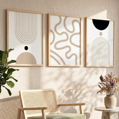 Image of kotart Boho Art Home Decoration Paintings With Frame For Living Room Bed Room Hotel Wall Decor Digital Reprint Set of 3 (13X17 inch)