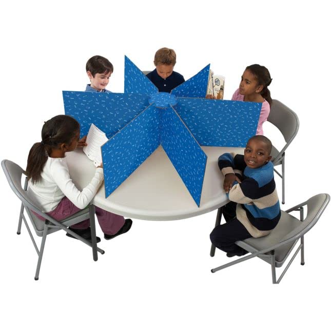 Really Good Stuff Multiple Station Privacy Shield – Privacy Divider Reduce Distractions During Tests or Assignments – Makes 4 or 6 Work Stations, 48â€_x009d_ Diameter x 14â€_x009d_ H, Blue (1)
