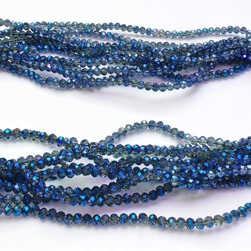 Image of 2mm Rondelle Glass Beads for Jewelry Making, Faceted Briolette Crytal Spacer Beads for Bracelet Necklace Earring, Clear Blue 1200pcs