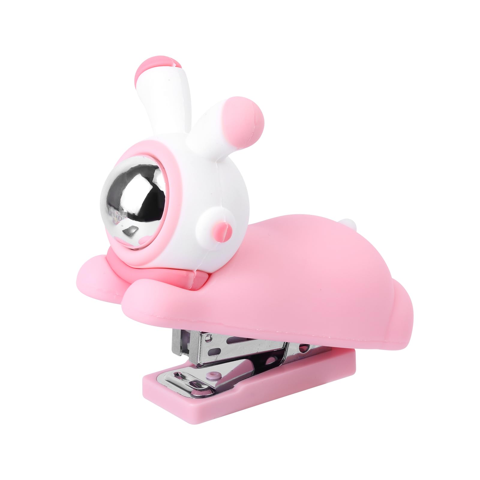 Honagu Cute Stapler, Cartoon Stereoscopic Silicone Stapler, Labor-Saving Office Supplies, Desktop Stationery Gift for Students Kids (Long Ear Pink)
