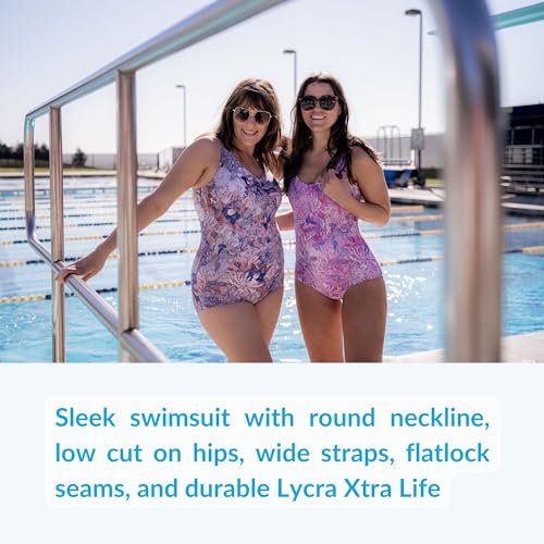 Sporti Plus Size Women's One Piece Swimsuits Conservative Cut, Printed Bathing Suit, Tummy Control, Girl Leg Swimsuit Women3