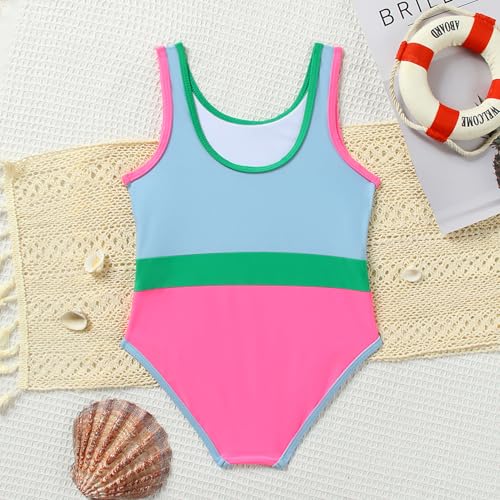 Toddler Girl Swimsuit Candy Color One-Piece Swimwear Girls Color Block Bathing Suit Summer Bikini Set 1-6 Years3