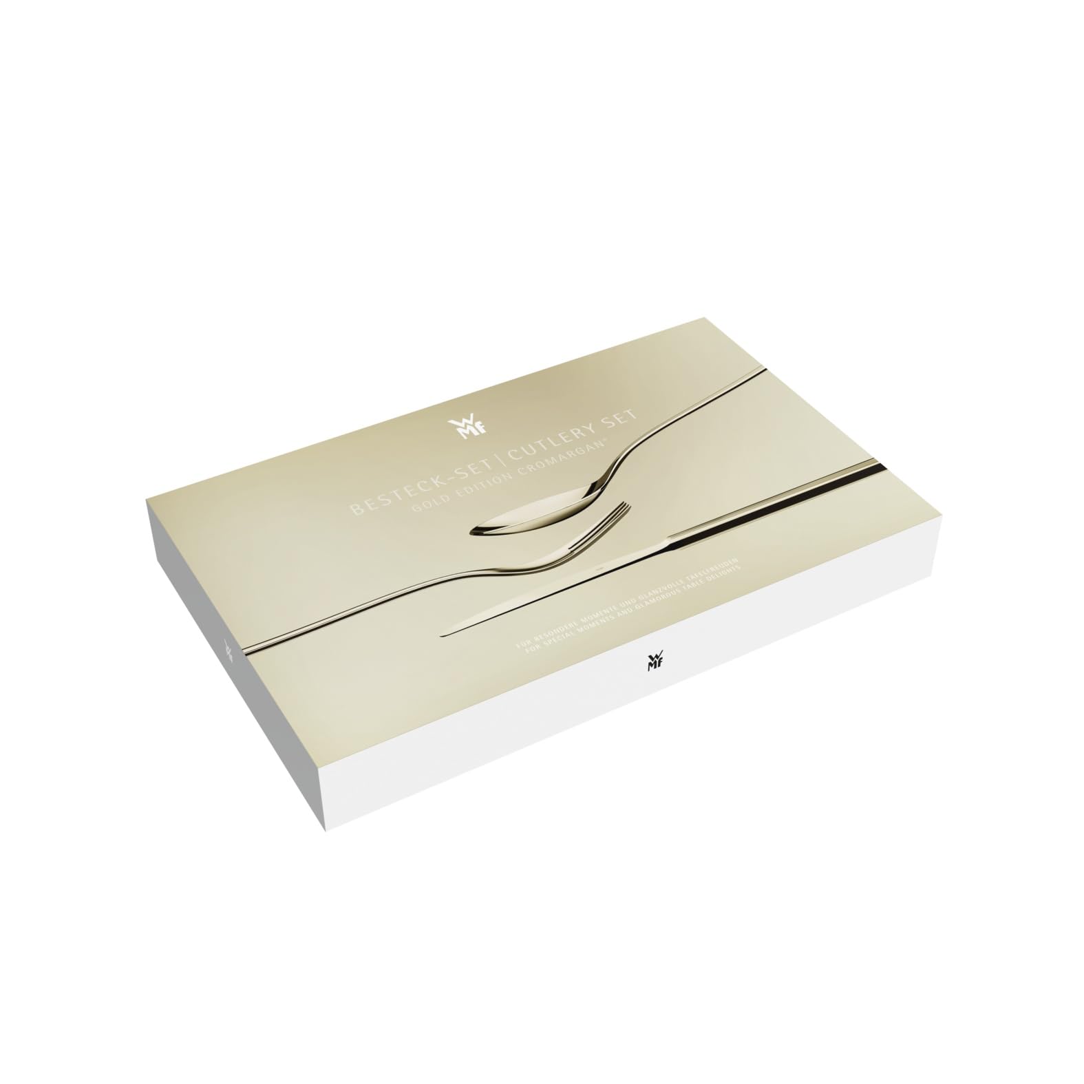 WMF Sitello Besteck Set 6 Personen, Gold-Edition, Essbesteck Set 30 teilig, Monobloc-Messer, Cromargan Edelstahl poliert, Hammerschlag, ergonomisch, glänzend, gold