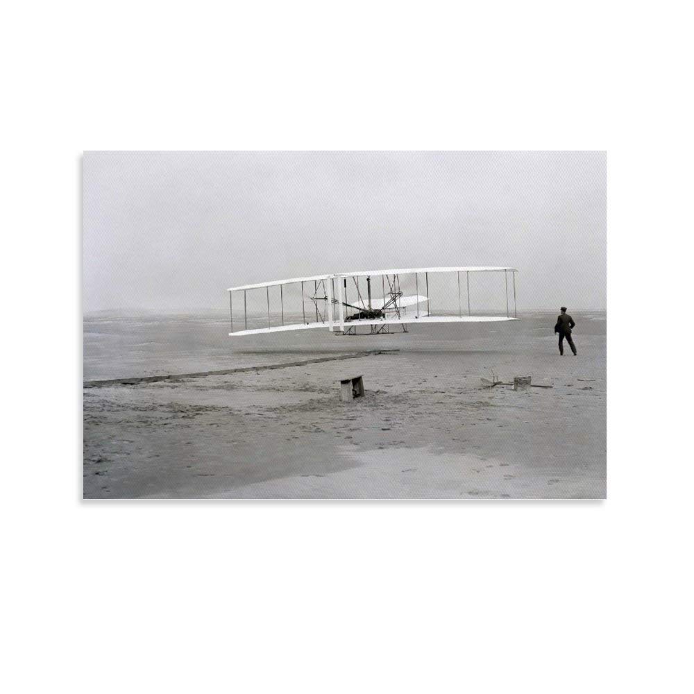 Hellove Unframe-Style1 Black And White Documentary Photography Poster Wright Brothers Wilbur Wright And Orville Wright's First Flight Scene Canvas Art Poster And Wall Art Picture Print Modern Family Bedroom Decor Posters 12