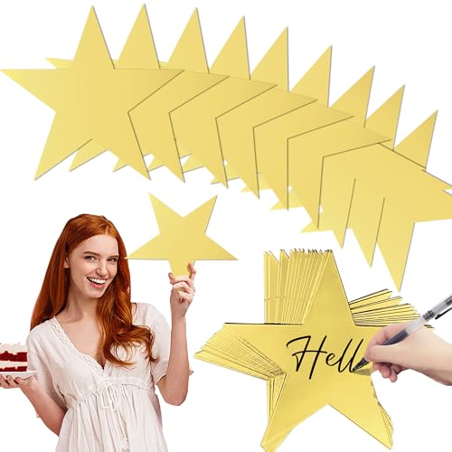 Catálogo para Comprar On-line Recortes de cartón más recomendados. 50 46 piezas con purpurina de 11 pulgadas, grandes recortes de cinco estrellas, color dorado, doble impreso, decoraciones de estrella de confeti, recortes de cartón, estrellas para...