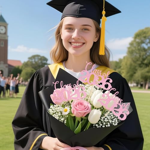 Image of Graduation Decorations 2026, 20Pcs Pink Graduation Centerpieces for Tables Decorations, Pink Class of 2026 Grad Party Supplies