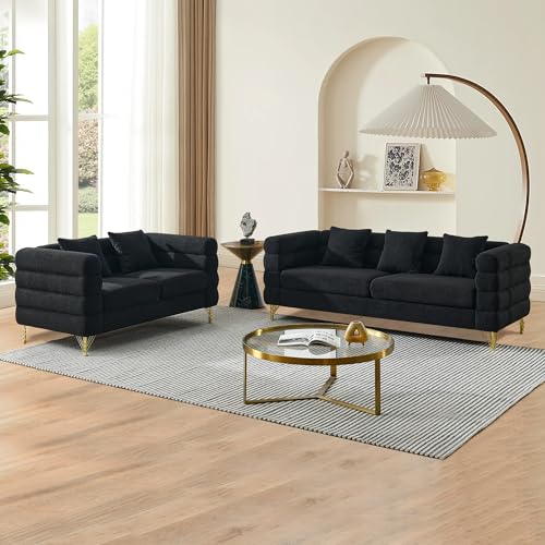 mikibama Luxury Teddy Sofa Set for Living Room, Modern Decor