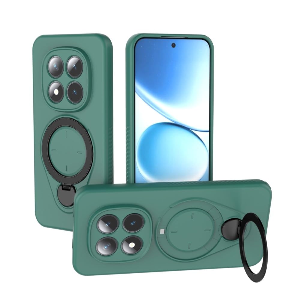 Generic etui kompatybilne z Xiaomi Redmi Note 15 5G (kolor: zielony) obudowa obrotowy metalowy pierścień stojak silikonowa osłona