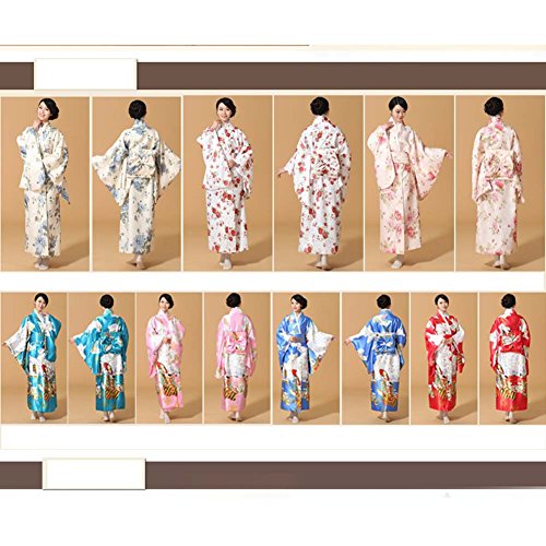 Japanese Floral Printed Kimono Yukata Cosplay Ladies Party Nightwear, I