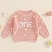 First Birthday Outfit Girl 1st Birthday Boy Gifts Sweatshirt Girls One Birthday Sweater Knitted Tops Fall Winter (H Pink, 9-12 Months)