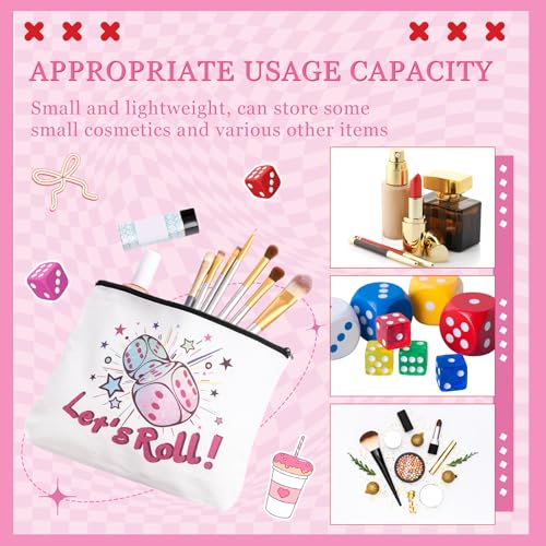 12 Pcs Bunco Gifts for Women Bunco Makeup Bags Let's Roll Dice Game Makeup Bags Casino Lover Gifts Travel Zipper Pouch Dice Game Present Birthday Present for Women Players3
