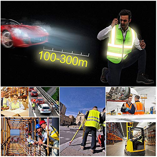 Yoweshop High Visibility Reflective Safety Vest Customize Logo With 5 Pockets Hi Vis Vest Outdoor Protective Workwear (Black - Green Webbing (M)) #TOP4