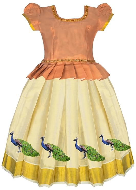 Krishna New south Indian traditional pattu pavadai Jecquard Lehenga choli for girls dress Pongal Janmashtami