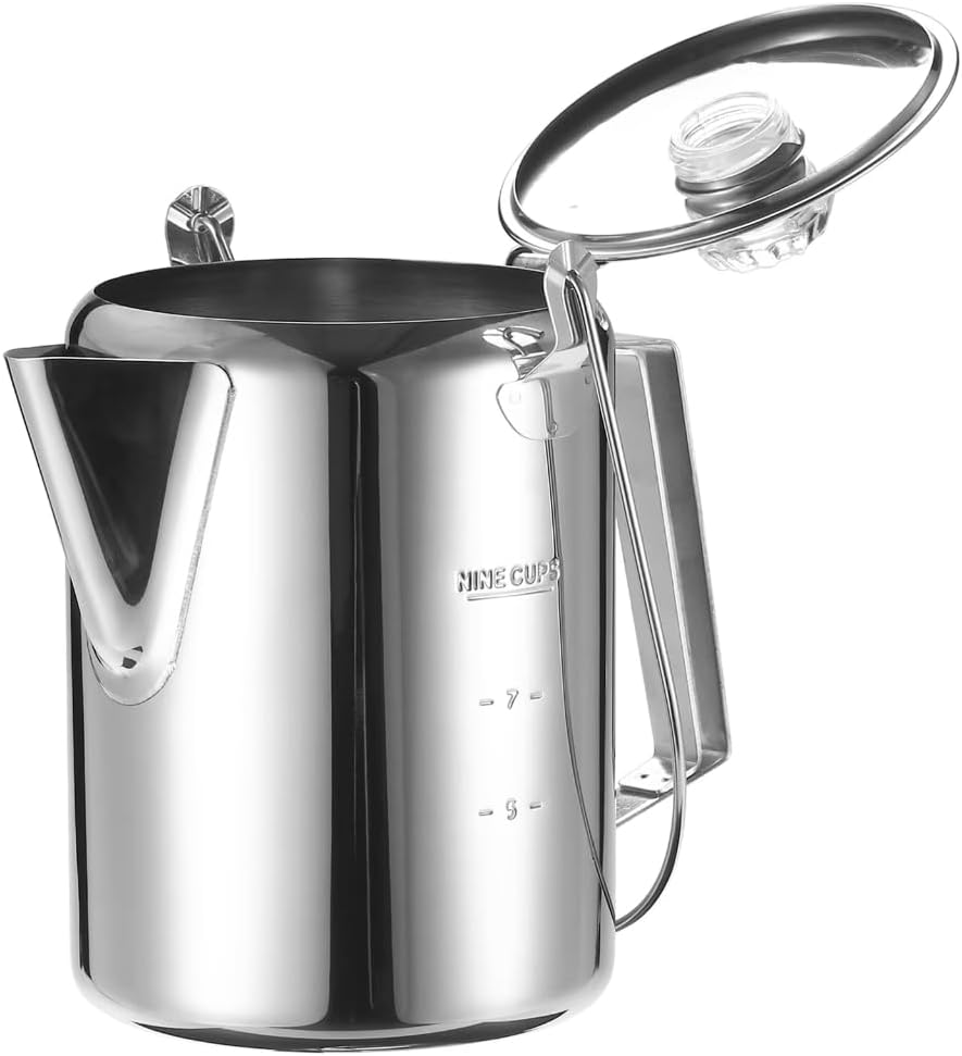 9 Cup Stainless Steel Percolator Coffee Pot for Outdoor Camping Coffee Maker