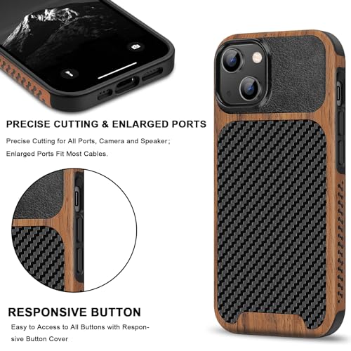 Coque iPhone 15 en bois et carbone premium TENDLIN