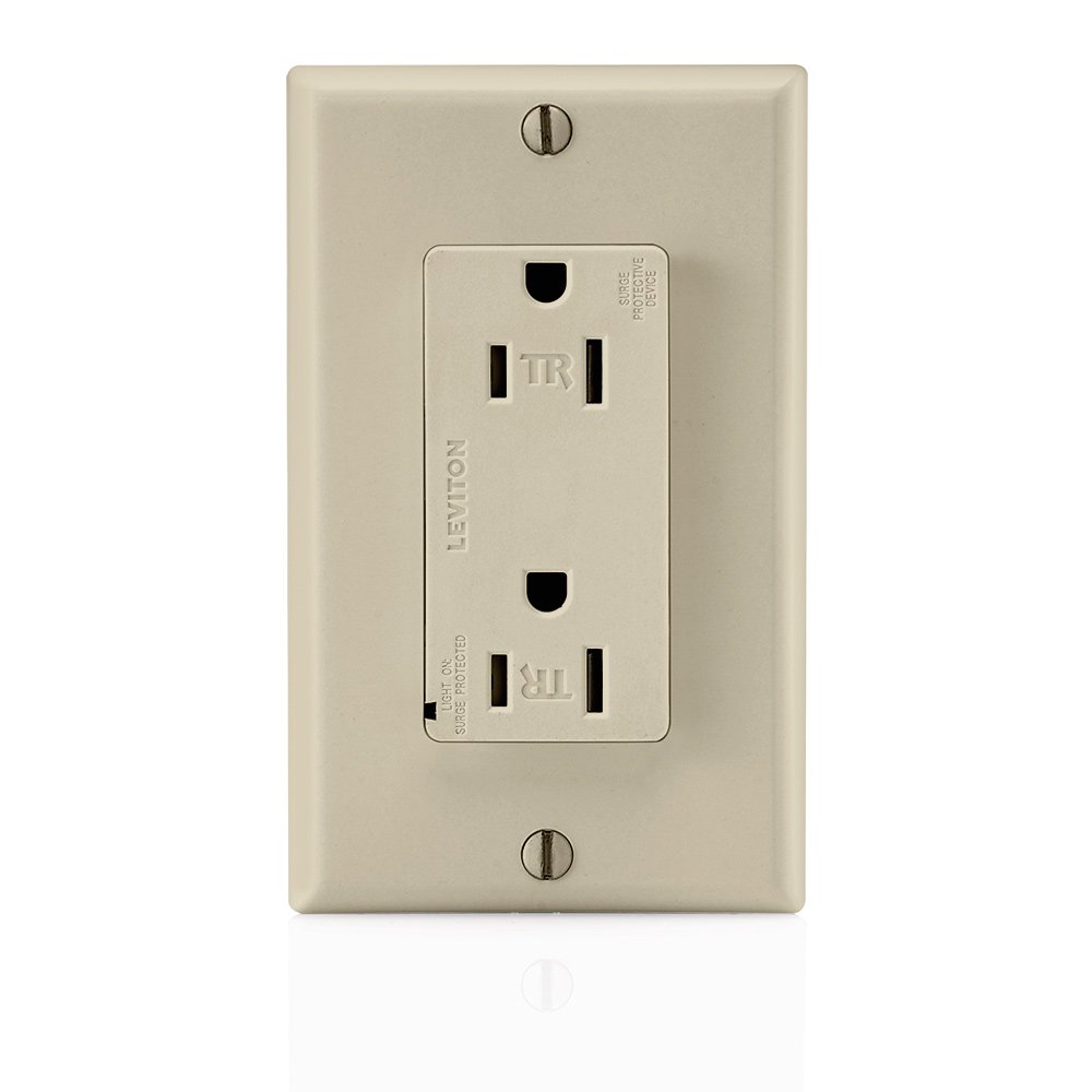 Leviton T5280-W 15 Amp Surge Suppressor Outlet - Tamper Resistant, Commercial Grade, White