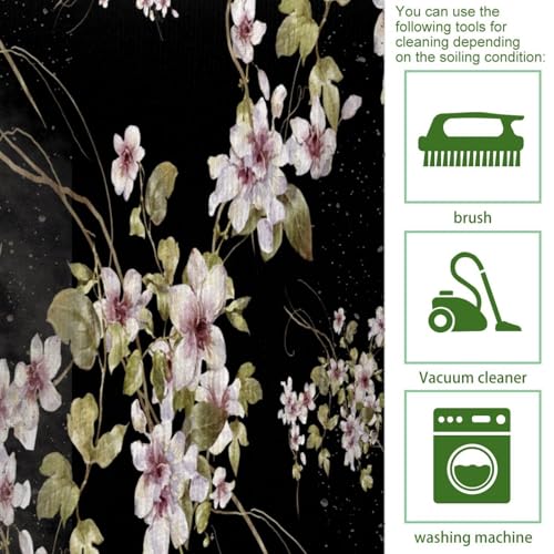 Alfombrillas de cocina VAPOKF con diseño de hojas y flores pack de 2 lavables 4