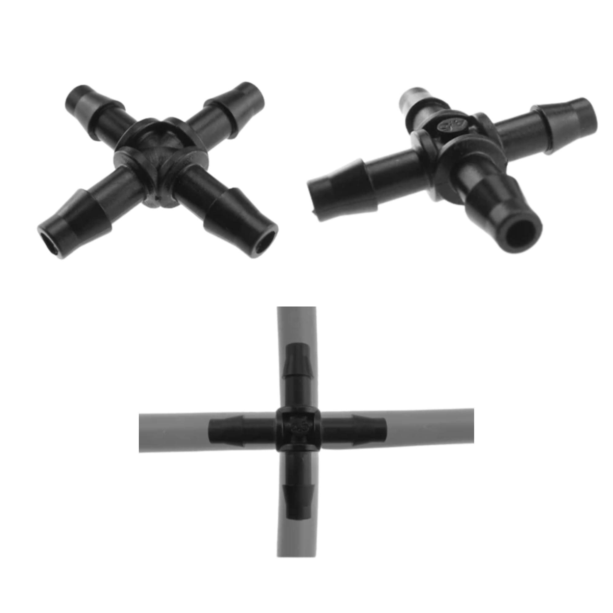Ap Supplies Pack Of 10 Micro Cross Connector 4.5Mm Barb - Micro Irrigation Fitting Connector Adaptor For Micro Tubing In Irrigation System.